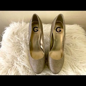 G by Guess shimmery blonde gold heels
